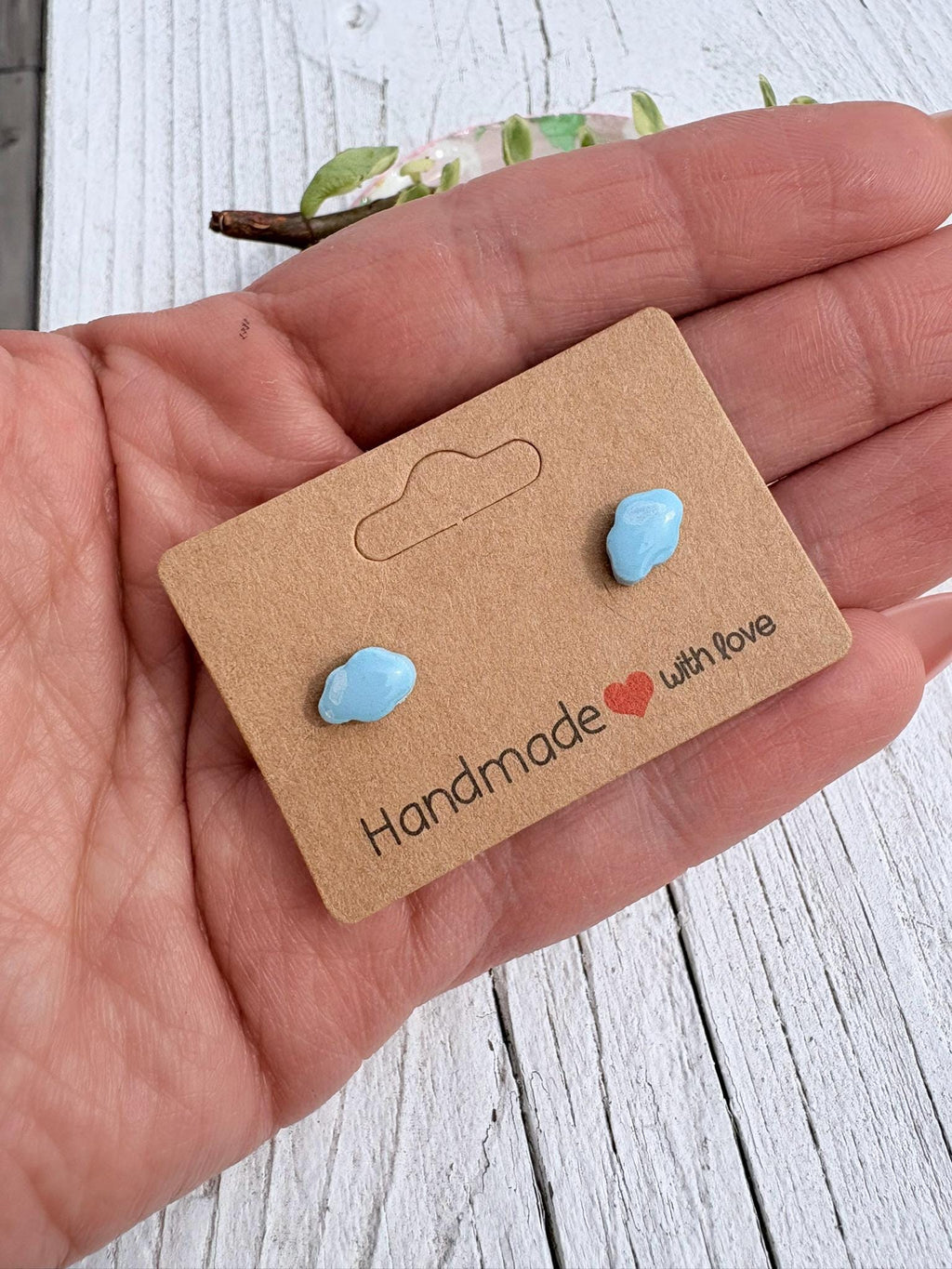 Cloud Stud Earrings Handmade Polymer Clay Tiny Cloud Earrings Minimalist Jewelry Dainty Studs Kawaii Sky Earrings Gift for Her