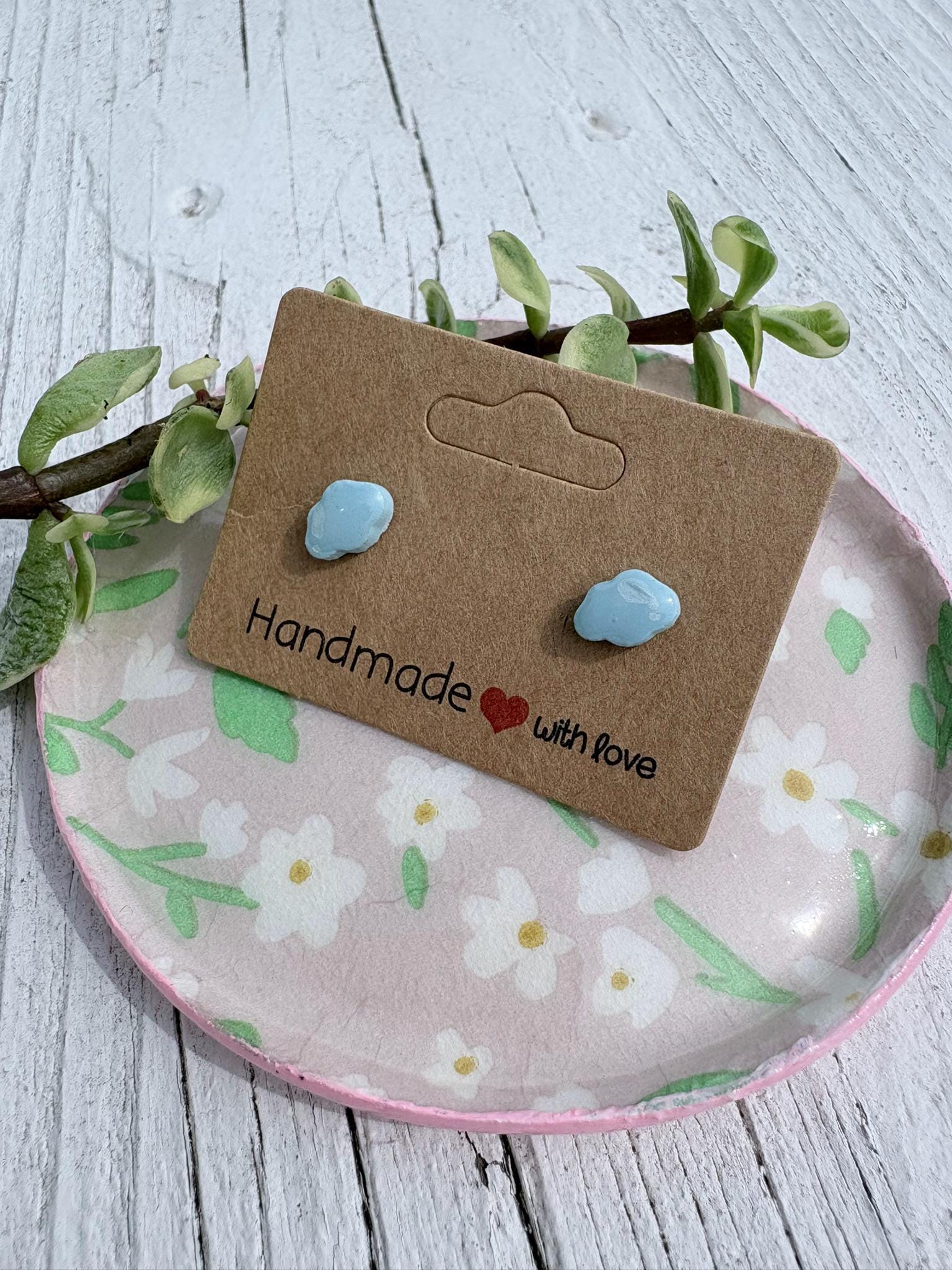 Cloud Stud Earrings Handmade Polymer Clay Tiny Cloud Earrings Minimalist Jewelry Dainty Studs Kawaii Sky Earrings Gift for Her