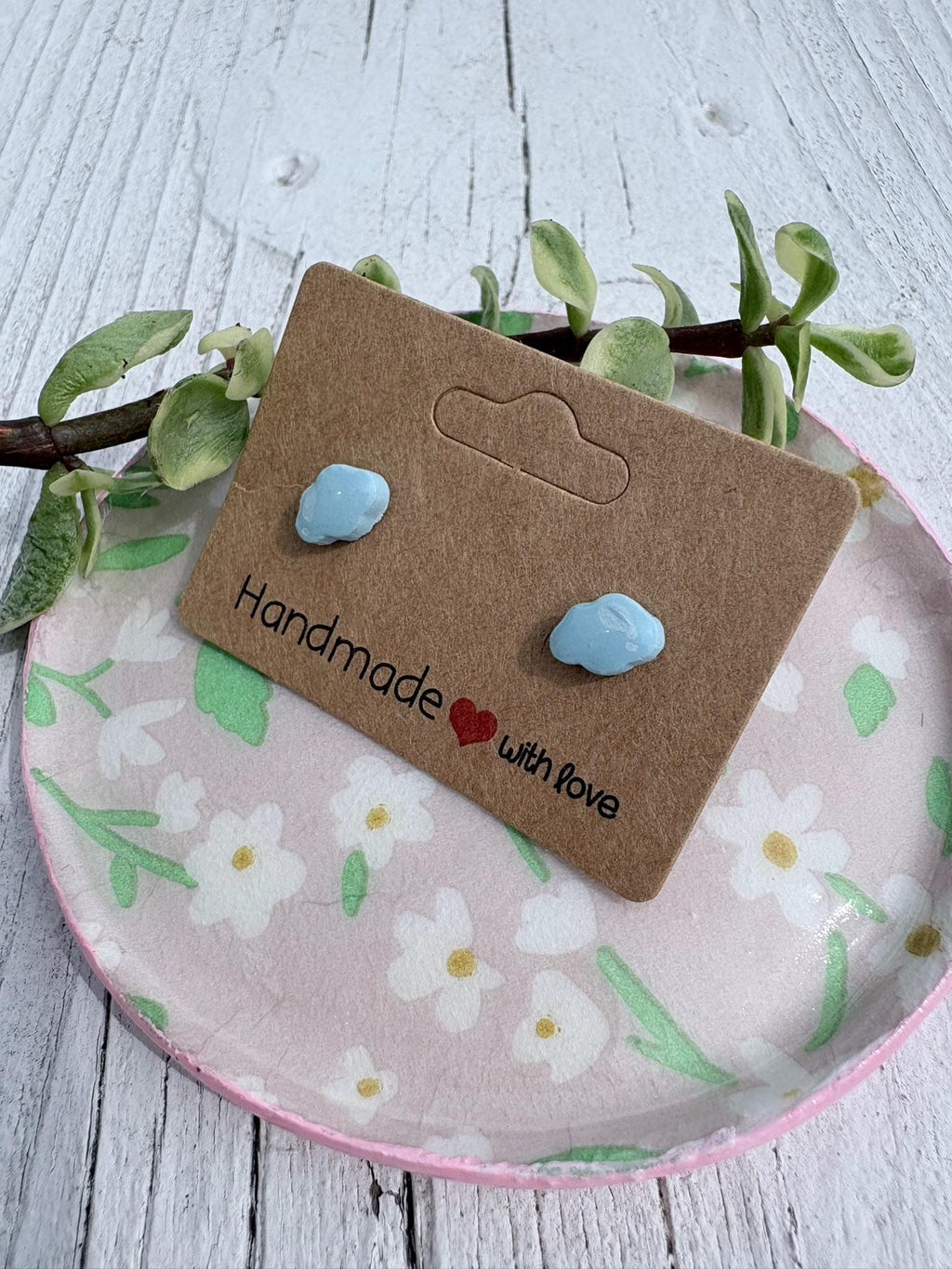 Cloud Stud Earrings Handmade Polymer Clay Tiny Cloud Earrings Minimalist Jewelry Dainty Studs Kawaii Sky Earrings Gift for Her