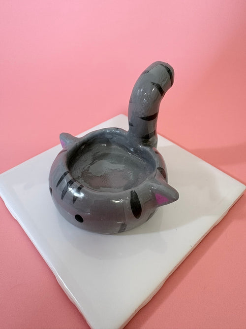 Gray Tabby Cat Trinket Dish & Ring Holder