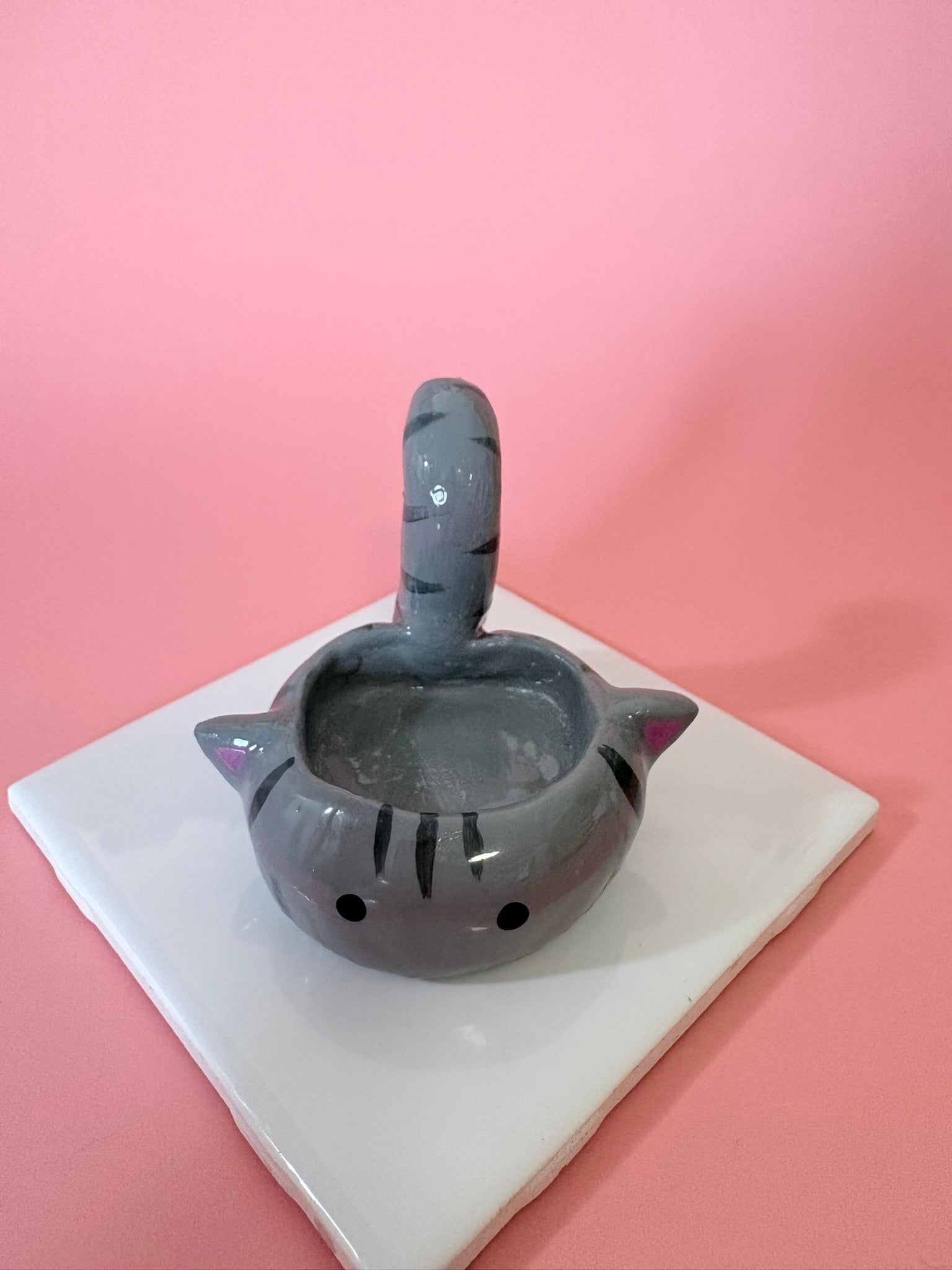 Gray Tabby Cat Trinket Dish & Ring Holder