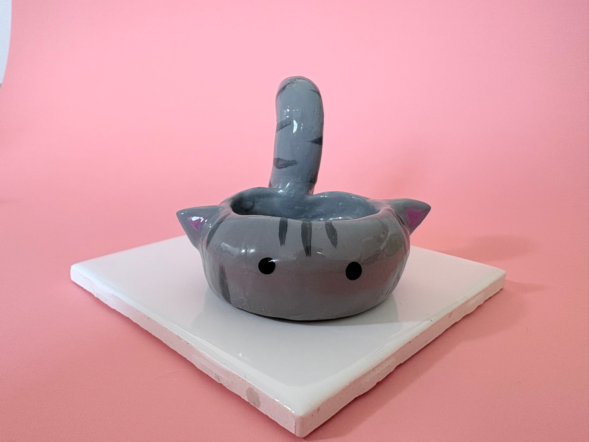 Gray Tabby Cat Trinket Dish & Ring Holder
