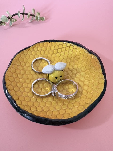 Honeycomb Bee Trinket Dish
