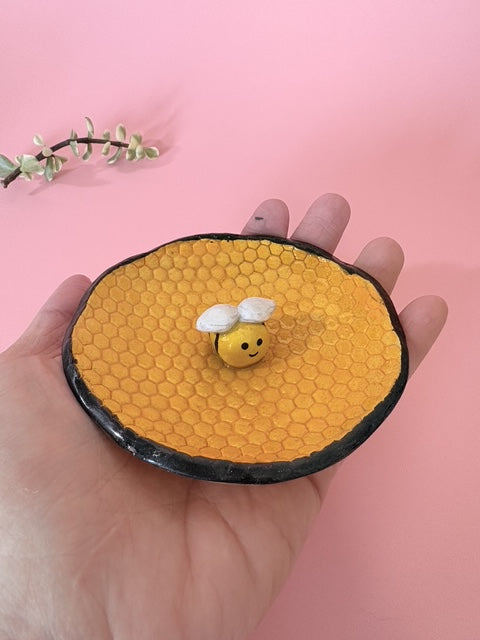 Honeycomb Bee Trinket Dish