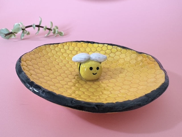 Honeycomb Bee Trinket Dish