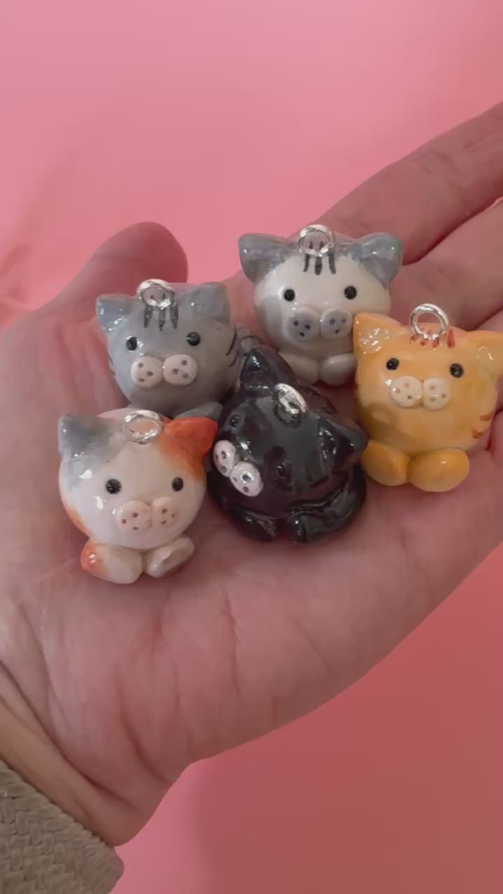 Handmade Clay Cat Charm