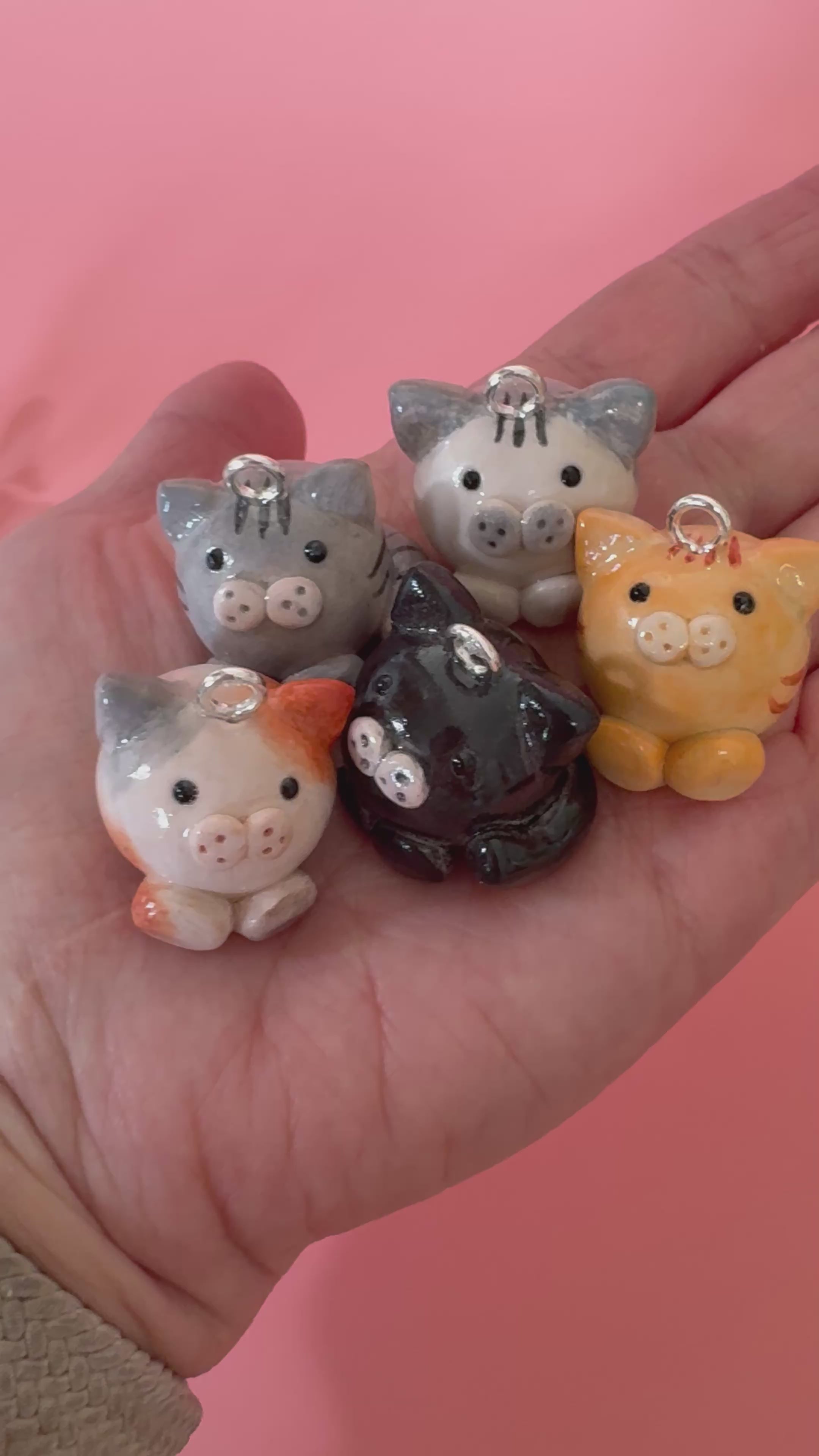 Handmade Clay Cat Charm